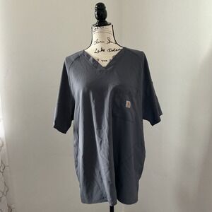 Carhartt Force Men's Dark Gray V Neck Scrub Top Modern Fit Size L